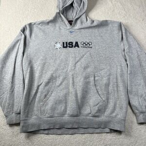 Vintage Nike‎ Center Swoosh Hoodie USA Olympic Torino 2006 Sweatshirt Adult XXL
